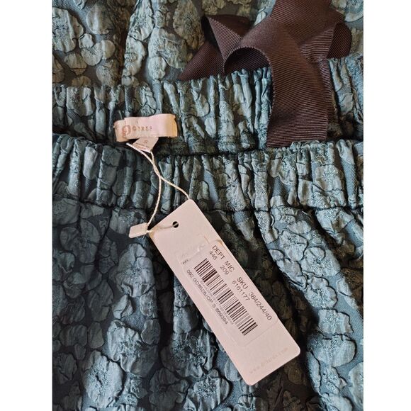 Dark Teal Raised Textured Floral Girls Oversized Party Dress NWT Size S - Picture 5 of 10